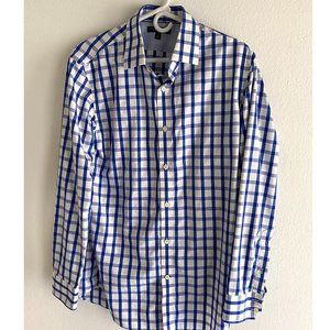 Banana Republic Men's Dress Shirt Blue + White Check Non-iron M Slim Fit